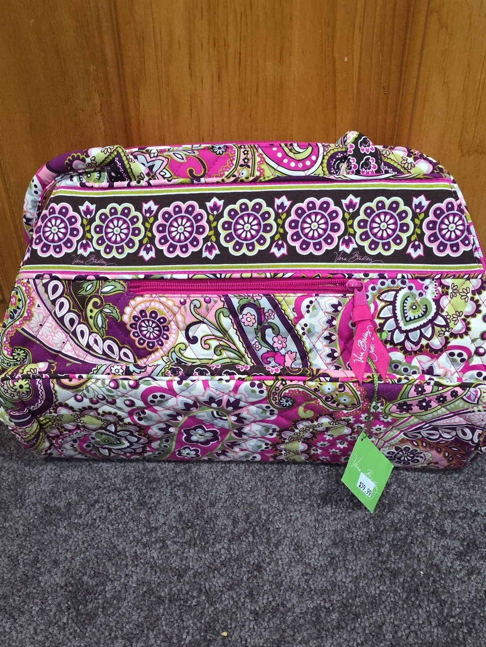 Quilted Pink Paisley Travel Tote Bag